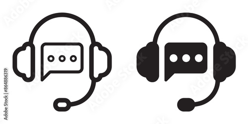 Customer service editable stroke and solid web icon set. Support chat icon. Customer service icon vector illustration.