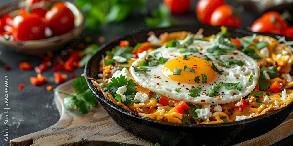 Chilaquiles A Mexican Dish with Fried Tortillas, Egg, Cheese, and Cilantro. Concept Mexican Cuisine, Breakfast Dish, Traditional Recipe, Mexican Food Culture