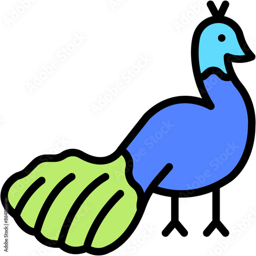 Vector Icon Peacock, Animals, Zoology, Ornithology, Fauna, Wild Life
