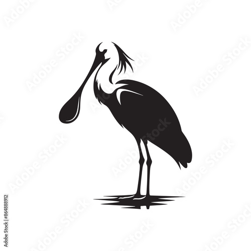 Spoonbill Bird Silhouette - Bird Vector - Spoonbill Bird 
Illustration.