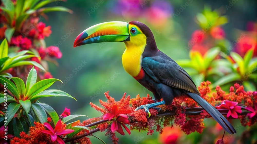 Keel billed Toucan Tropical Paintbrush bird Keel billed Toucan Tropical Paintbrush bird