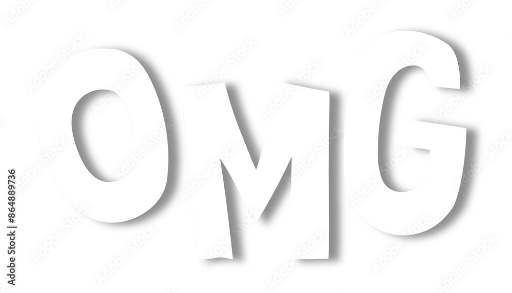 White OMG doodle typography design element White OMG doodle typography design element