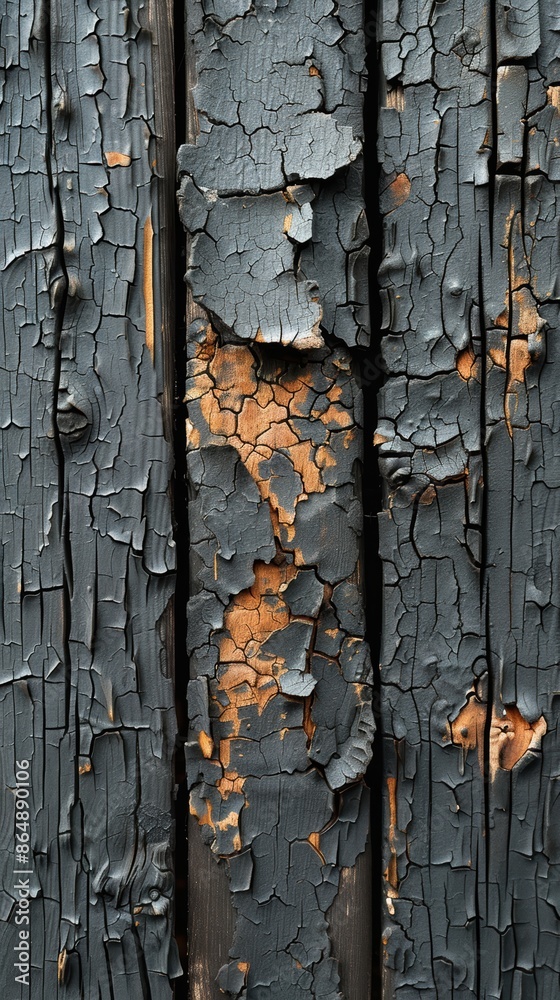 Obraz premium Close-up view of cracks in a weathered wooden fence.