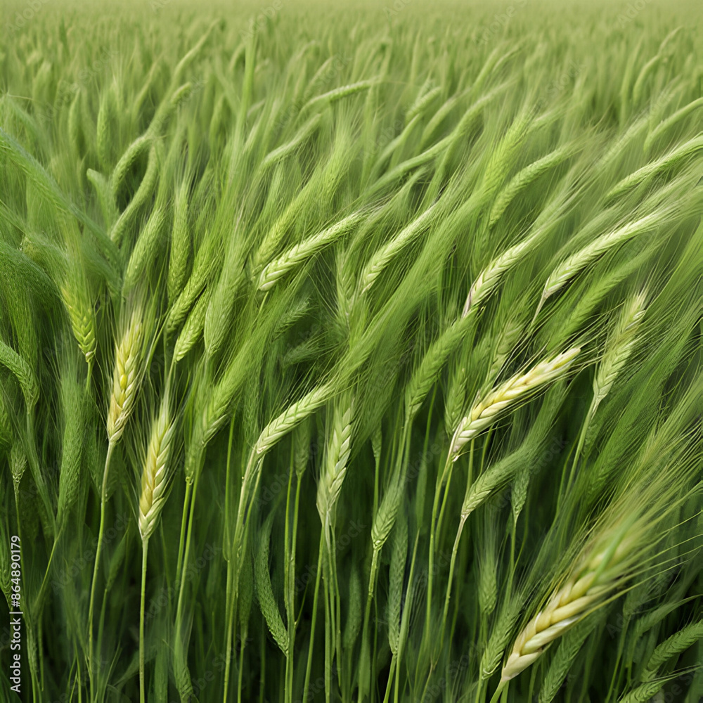 Green ears of wheat in the field with blue sky on horizon summer scenic
Green ears of wheat in the field with blue sky on horizon summer scenic