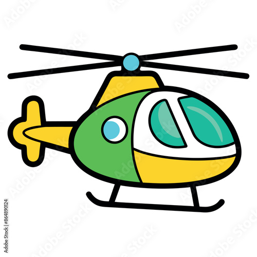 Children's Helicopter Vector Doodle Template

