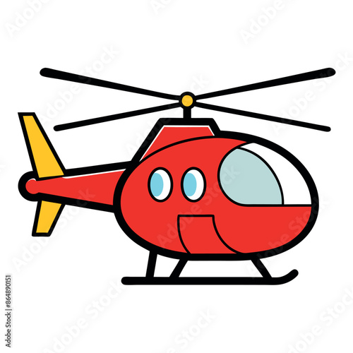 Children's Helicopter Vector Doodle Template

