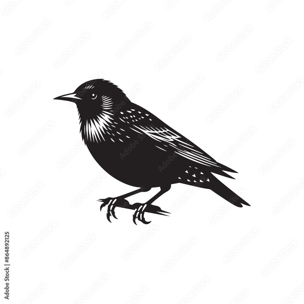 Obraz premium Starling Bird Vector Silhouette - Starling Bird Design - Starling Bird Illustration.
