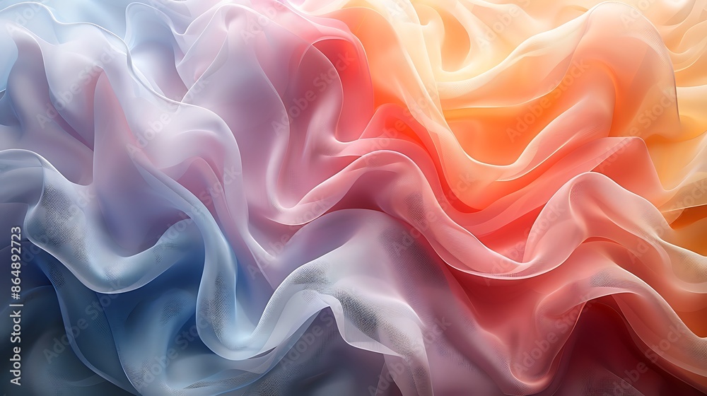 Fototapeta premium A 16:9 mural of color gradient waves, smooth flowing waves of colors transitioning into each other.