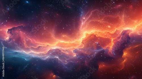 A modern art mural of cosmic dreamscape, abstract outer space with swirling galaxies and stars, 16:9 ratio. © TranNgoc