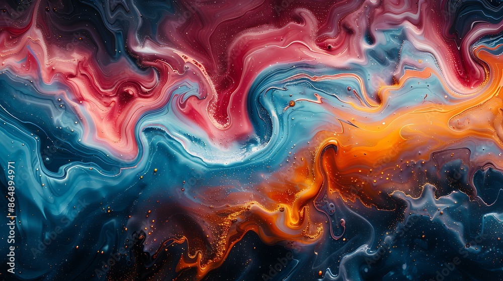 A mural of fluid marble swirls, dynamic flowing patterns with contrasting colors, showcasing a modern art style, creating a mesmerizing and elegant composition. A mural of fluid marble swirls, dynamic flowing patterns with contrasting colors, showcasing a modern art style, creating a mesmerizing and elegant composition.
