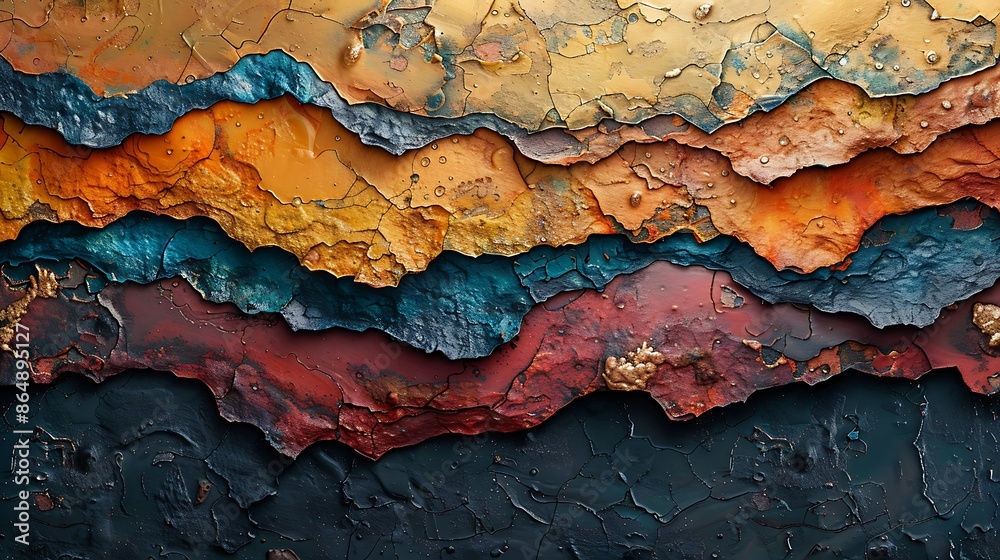A mural of textured abstract art, layers of textures and colors creating a rich, tactile appearance, showcasing a modern art style. A mural of textured abstract art, layers of textures and colors creating a rich, tactile appearance, showcasing a modern art style.