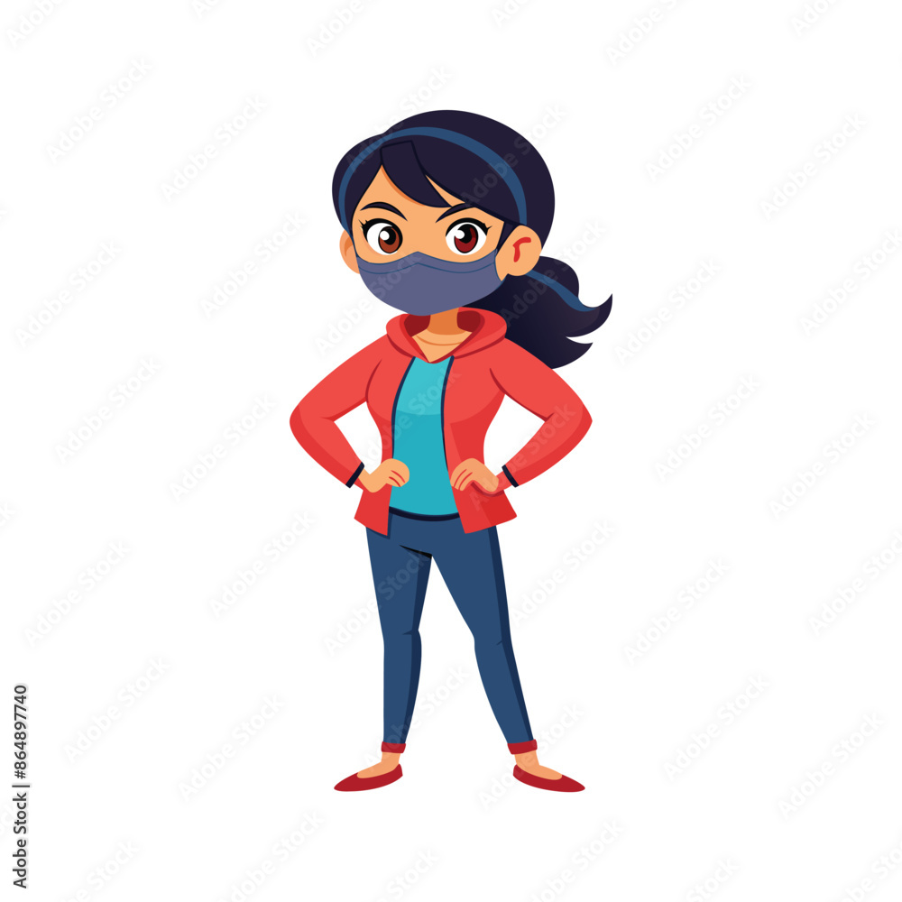 Attitude girl vector on mask with face Attitude girl vector on mask with face