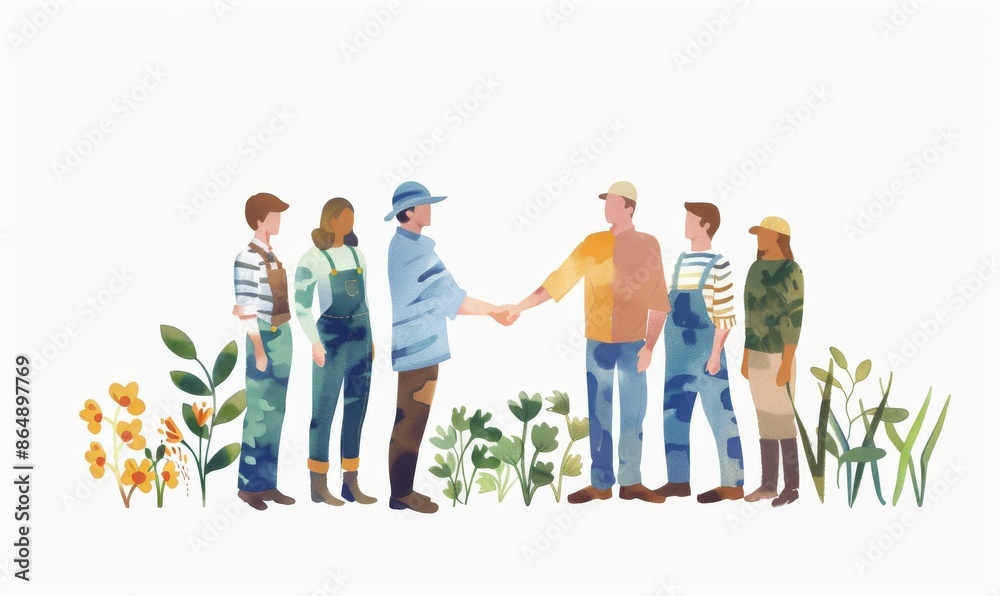 Farmer, team and handshake for greenhouse plants, agriculture or gardening with introduction Farmer, team and handshake for greenhouse plants, agriculture or gardening with introduction