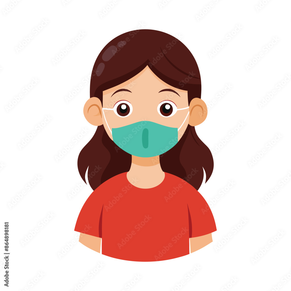 Attitude girl vector on mask with face Attitude girl vector on mask with face
