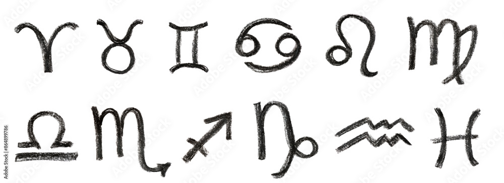 A hand-drawn set zodiac signs in black pencil isolated on a white background, perfect for astrology-themed designs, horoscope articles, and spiritual projects A hand-drawn set zodiac signs in black pencil isolated on a white background, perfect for astrology-themed designs, horoscope articles, and spiritual projects