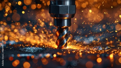 High-Speed Metal Drilling Captured With Sparks Flying