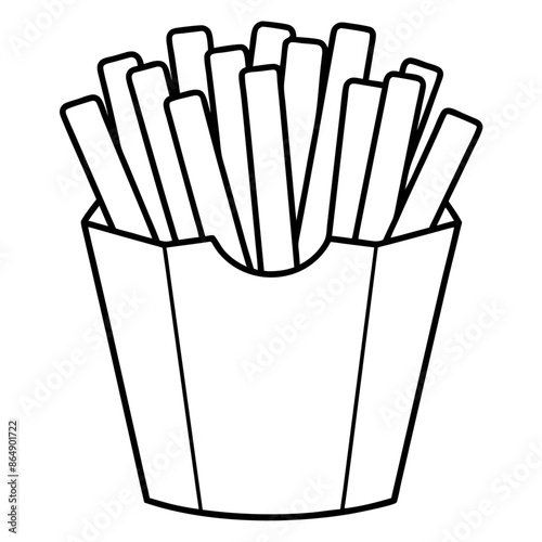 french fries outline coloring book page line art illustration digital drawing
