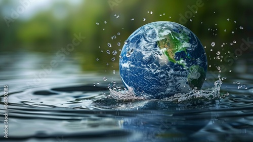 Saving water and world environmental protection concept. Eearth, globe, ecology, nature, planet concepts