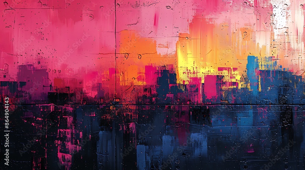 Digital glitch art mural, distorted and pixelated patterns, modern art style. Digital glitch art mural, distorted and pixelated patterns, modern art style.