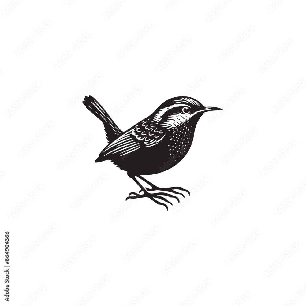 Obraz premium Wren Bird Vector Silhouette - Minimalist Wren Bird Design - Wren Bird Illustration.