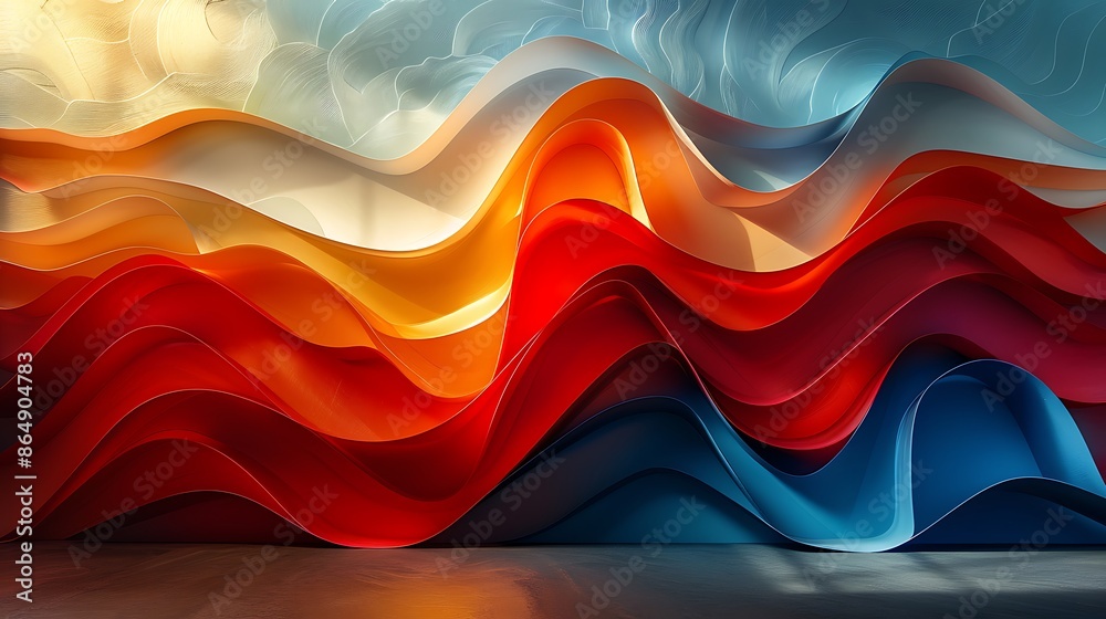 Modern art mural featuring abstract light play, patterns of light and shadow creating a dynamic, abstract composition. Modern art mural featuring abstract light play, patterns of light and shadow creating a dynamic, abstract composition.