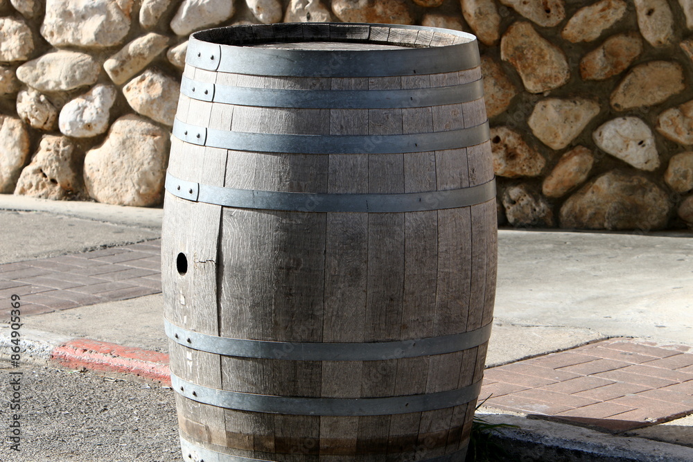 Fototapeta premium Large barrel for transporting liquids.