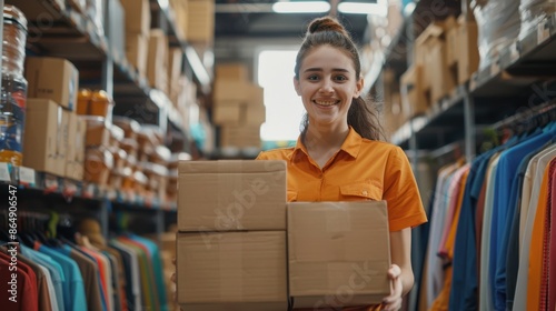 The warehouse worker with boxes © Alena