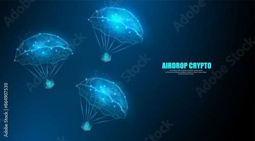 Abstract crypto airdrop coin for Bitcoin, Ethereum, and BNB. Digital money concept background