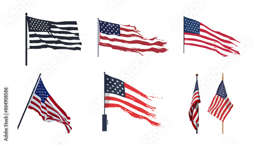 United States national flag pack set collection. USA. National flag illustration vector design for banner design elements, government campaign posters. design elements. American flag