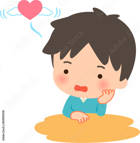 頬杖をついてぼんやりしている男性