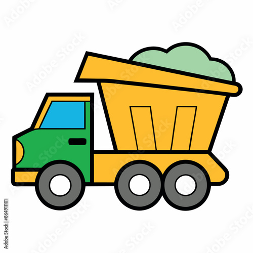 An adorable and humorous colouring page featuring a dump truck. gives kids hours of entertainment when colouring. This page is pretty simple to colour. Ideal for young children and toddlers.
