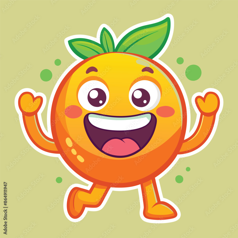 happy fun orange character sticker happy fun orange character sticker