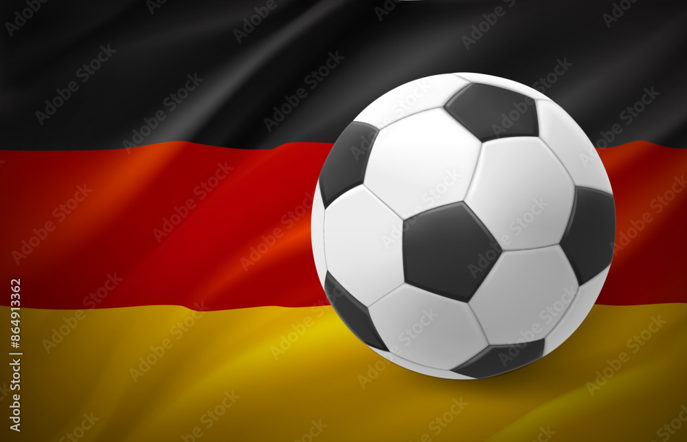 Flag of germany with soccer ball. National football team concept. 3d vector illustration Flag of germany with soccer ball. National football team concept. 3d vector illustration
