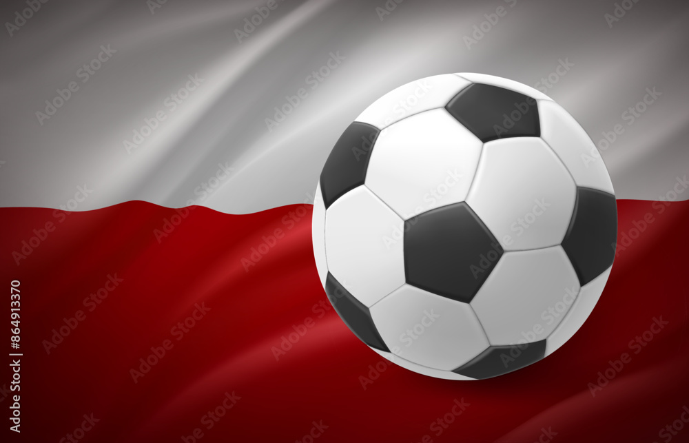 Flag of Poland with soccer ball. National football team concept. 3d vector illustration Flag of Poland with soccer ball. National football team concept. 3d vector illustration