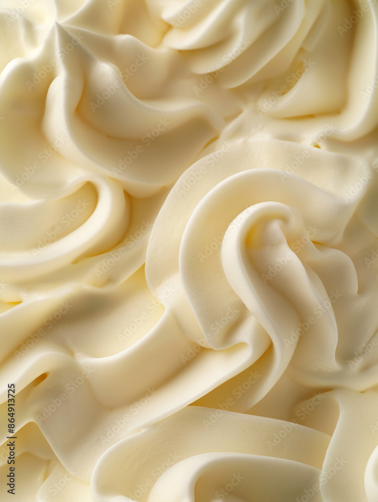 Classic vanilla ice cream swirl, a closeup of classic vanilla ice cream swirls, their creamy texture and soft color against a white background Classic vanilla ice cream swirl, a closeup of classic vanilla ice cream swirls, their creamy texture and soft color against a white background