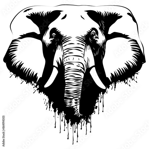 A vector illustration of a majestic elephant, ideal for t-shirt stencil printing, logos, and digital designs. Enhance your projects with elegant detail and timeless grandeur