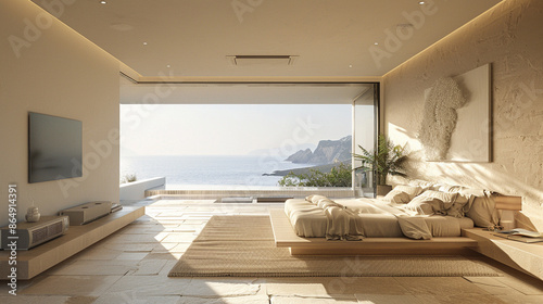 Modern bedroom with minimal...