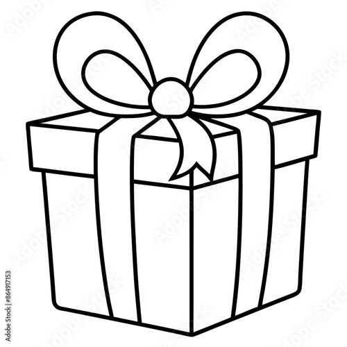 gift outline coloring book page line art illustration digital drawing