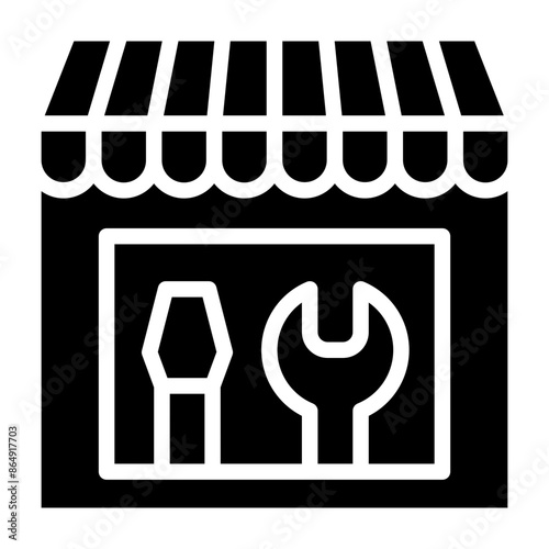 Repair Shop Vector Glyph Icon Design