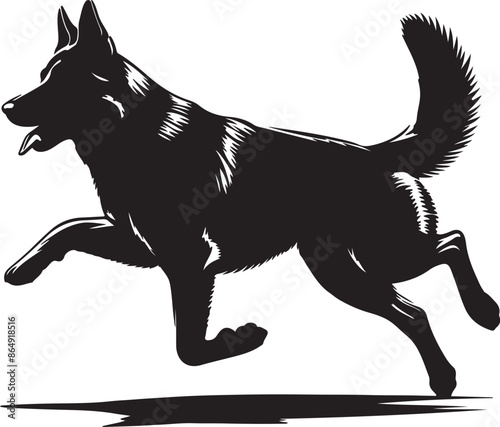 A running dog silhouette vector design with white background
