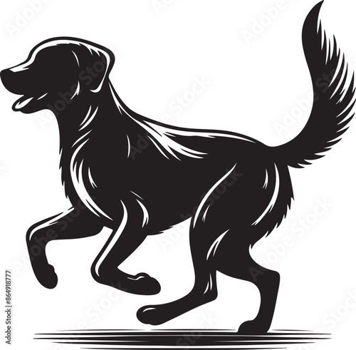 A running dog silhouette vector design with white background
