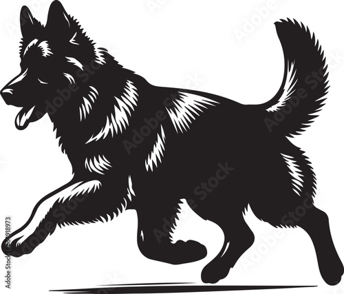 A running dog silhouette vector design with white background

