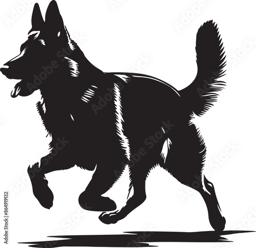 A running dog silhouette vector design with white background
