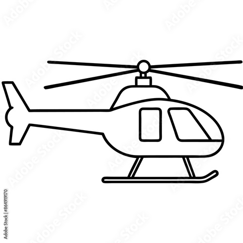 helicopter outline coloring book page line art illustration digital drawing