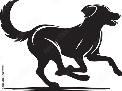 A running dog silhouette vector design with white background
