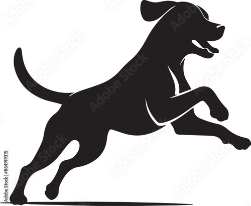 A running dog silhouette vector design with white background
