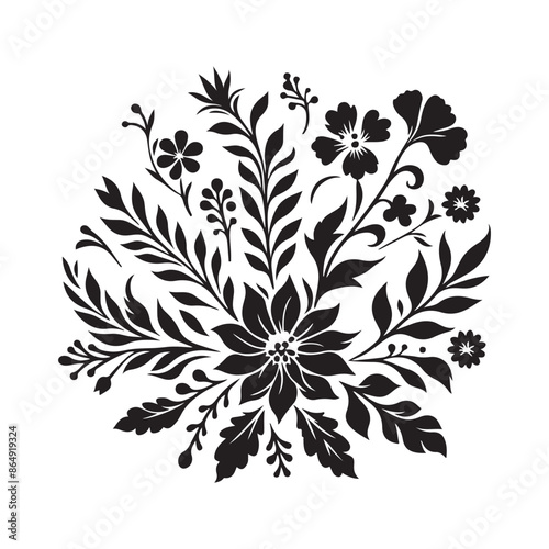 Dark floral vector black and white