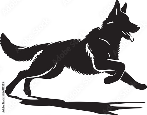 A running dog silhouette vector design with white background

