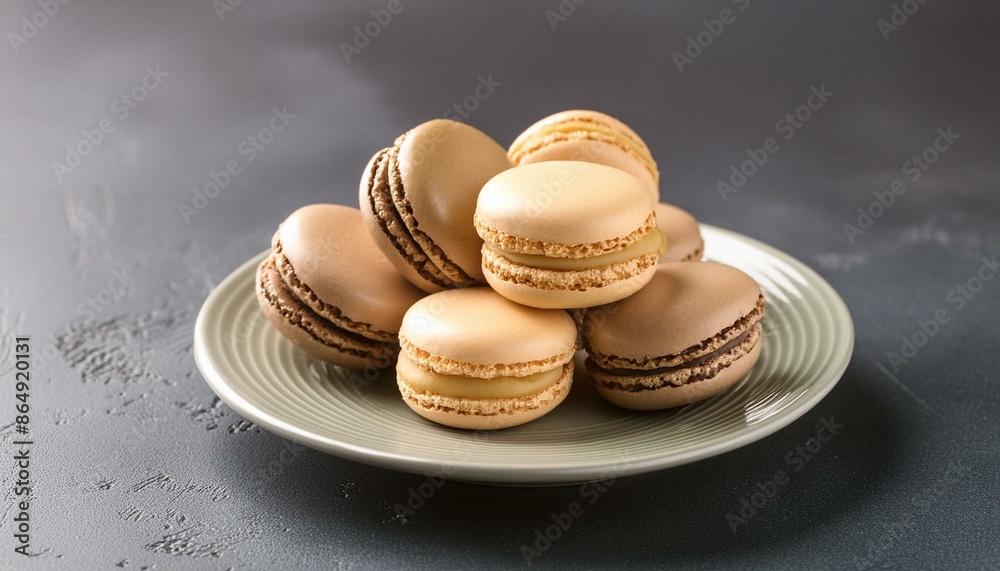 Colorful french macarons in plate Colorful french macarons in plate