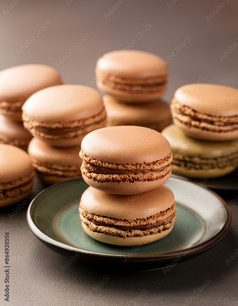 Colorful french macarons in plate Colorful french macarons in plate